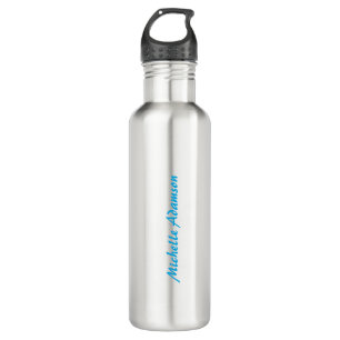 Retro Stylish Elegant Plain Sky Blue White Stainless Steel Water Bottle