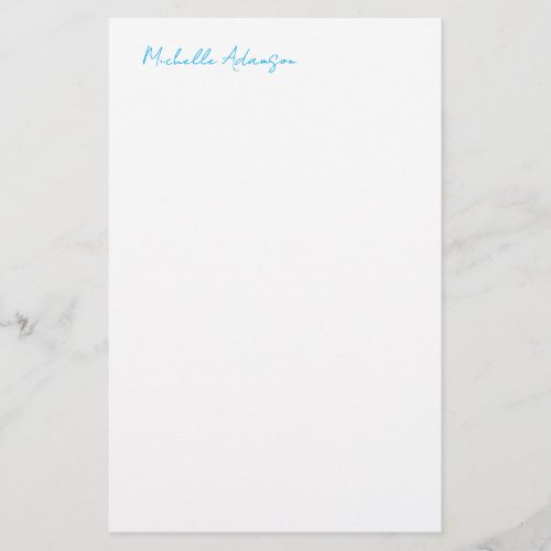 Retro Stylish Elegant Plain Sky Blue White Stationery