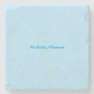 Retro Stylish Elegant Plain Sky Blue White Stone Coaster