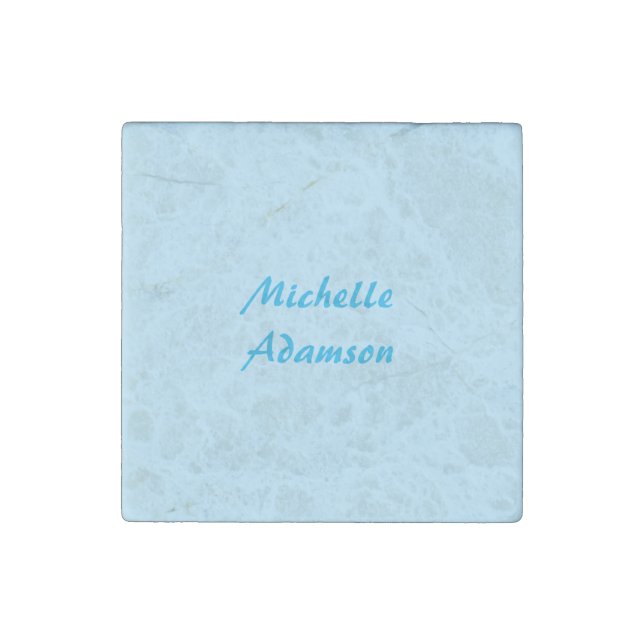 Retro Stylish Elegant Plain Sky Blue White Stone Magnet (Front)