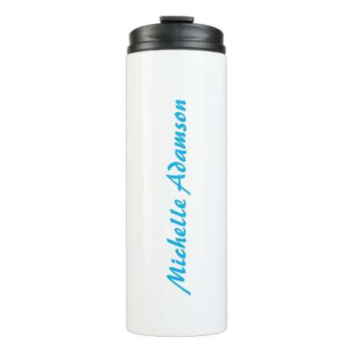 Retro Stylish Elegant Plain Sky Blue White Thermal Tumbler