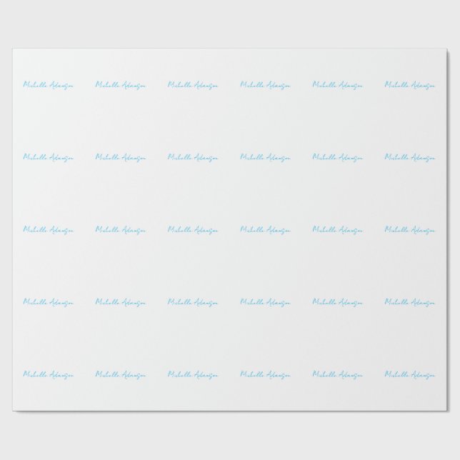 Retro Stylish Elegant Plain Sky Blue White Wrapping Paper (Flat)