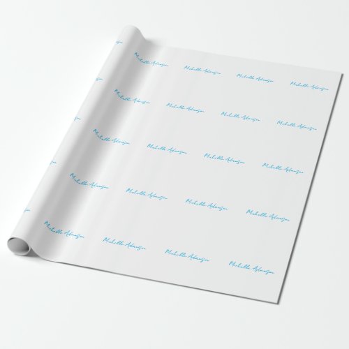 Retro Stylish Elegant Plain Sky Blue White Wrapping Paper