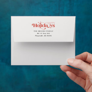 Retro Stylish Happy Holiday Addressing Christmas Envelope