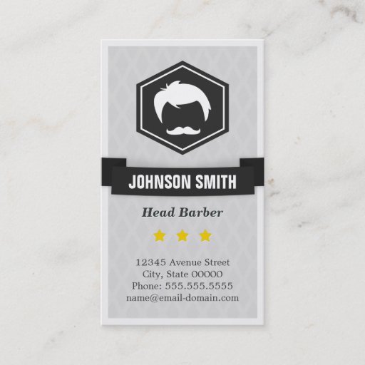 Customizable Retro Stylish Men's Haircut Barber Shop Logo Business Card