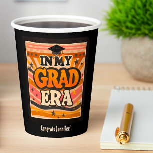 Retro Stylish Modern In My Grad Era Graduation Paper Cups