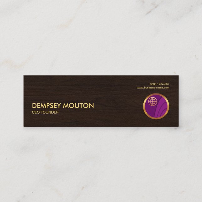 Retro Stylish Professional Wood Grain CEO Founder Mini Business Card (Front)
