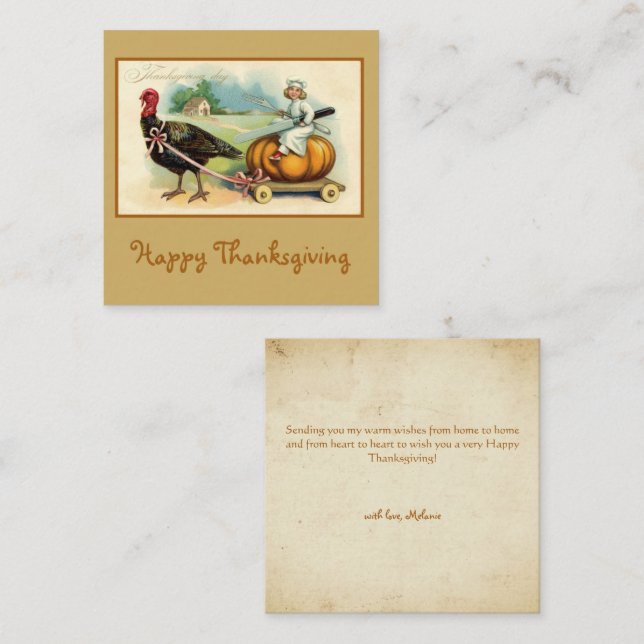Retro Stylish Pumpkin and Fruit Happy Thanksgiving Note Card (Front/Back)