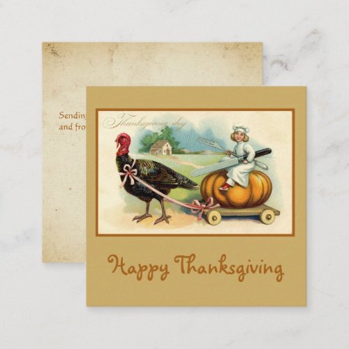 Retro Stylish Pumpkin and Fruit Happy Thanksgiving Note Card