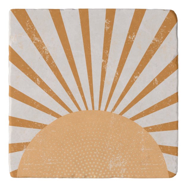 Retro Stylish Sun Burst Sunset Trivet