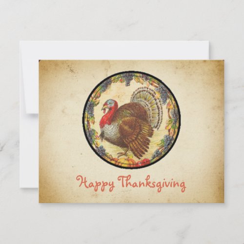 Retro Stylish Turkey and Grapes Happy Thanksgiving Holiday Card