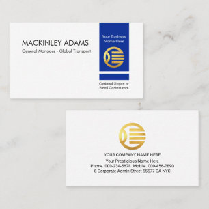 Retro Stylish Vertical Blue Private Enterprise Business Card