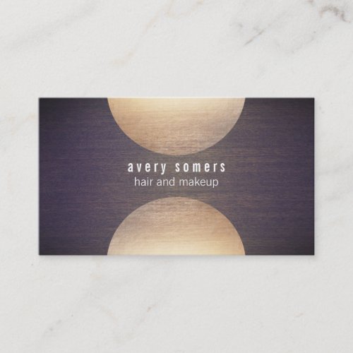 Retro Stylist Gold Circle and Wood Grain Mod Hip Business Card