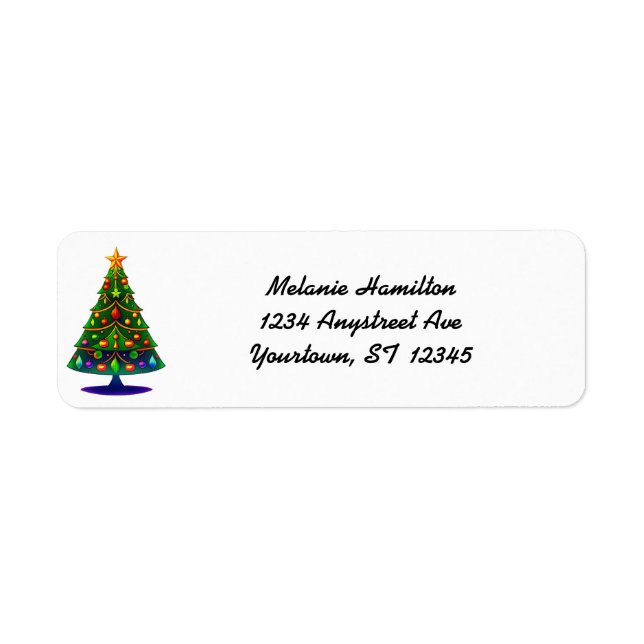 Retro Stylized Christmas Tree Label (Front)