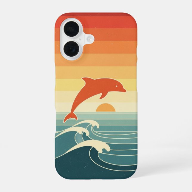 Retro Stylized Dolphin iPhone Case (Back)