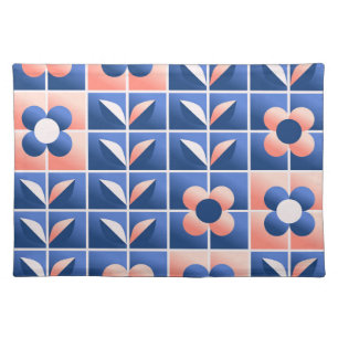 Retro stylized flowers: mosaic pattern. cloth placemat
