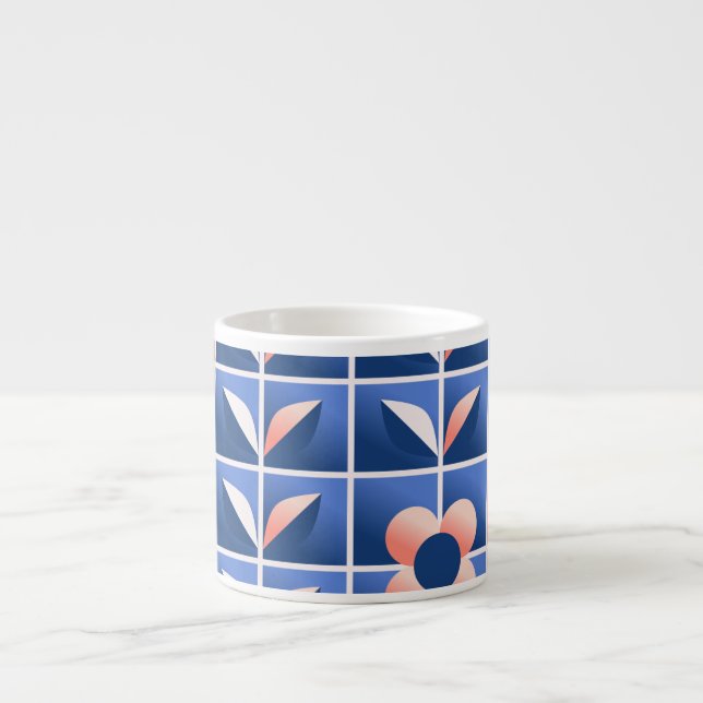 Retro stylized flowers: mosaic pattern. espresso cup (Front)