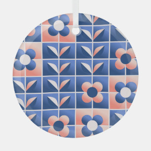 Retro stylized flowers: mosaic pattern. glass ornament