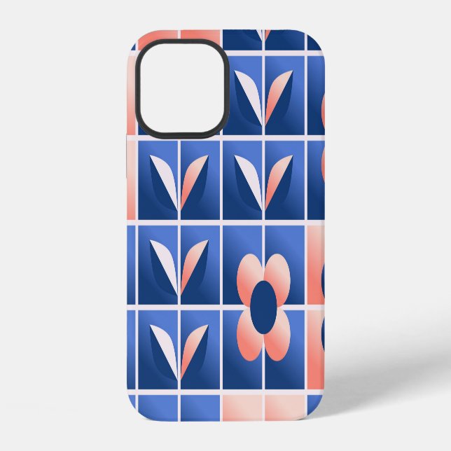Retro stylized flowers: mosaic pattern. iphone case (Back)