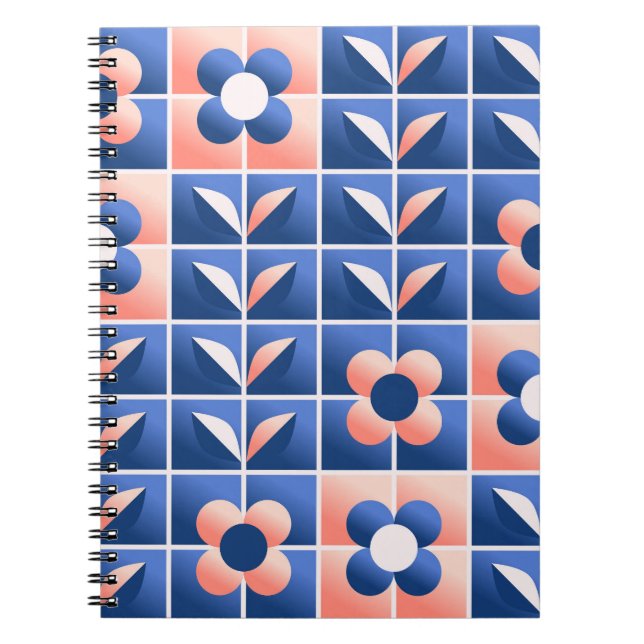 Retro stylized flowers: mosaic pattern. notebook (Front)