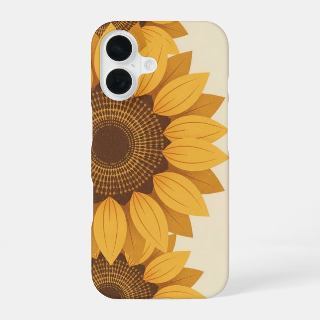 Retro Stylized Sunflower Geometry iPhone Case (Back)