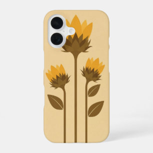 Retro Stylized Sunflower Sprouts iPhone 16 Case