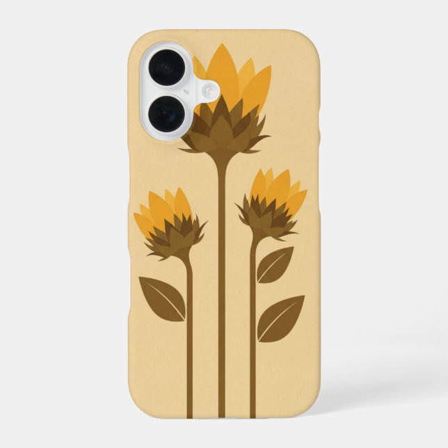 Retro Stylized Sunflower Sprouts iPhone Case (Back)