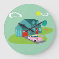 Retro Suburban House Acrylic Wall Clock