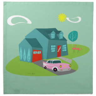 Retro Suburban House Cloth Napkins