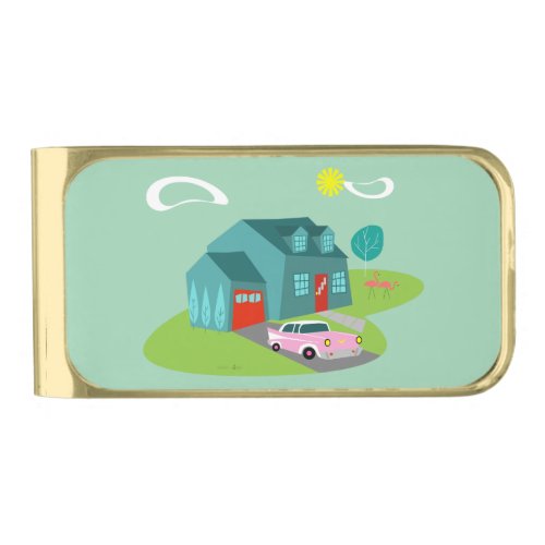 Retro Suburban House Money Clip