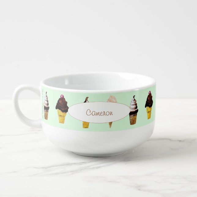 Retro Sugar Cones Hand Illustrated Ice Cream Bowl (Right)