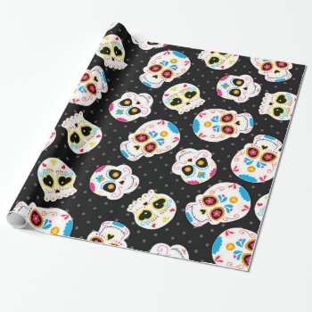Retro Sugar Skull Wrapping Paper by Funky_Skull at Zazzle