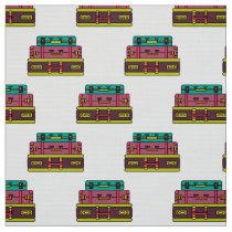 retro suitcases pattern fabric