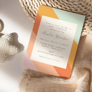 Retro Summer Abstract Stripes Baby Shower Invitation