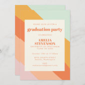 Retro Summer Abstract Stripes Graduation Party Invitation (Front/Back)