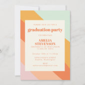Retro Summer Abstract Stripes Graduation Party Invitation (Front)