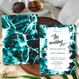 Retro Summer Aqua Teal Blue Ocean Theme Wedding