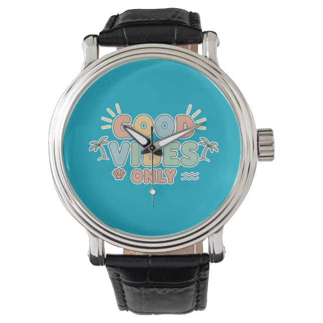 Retro Summer Beach Aesthetic Pastel Typography Art Watch (Front)