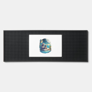 Retro Summer Beach Sloth Bar Mat