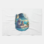 Retro Summer Beach Sloth Kitchen Towel