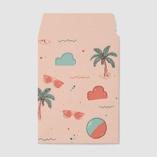 Retro Summer Beach Vibe Hand-Drawn Doodle Pattern  Envelope Mailers
