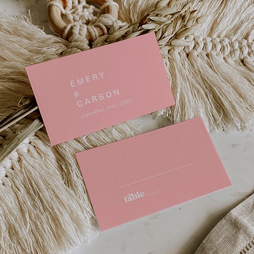 Retro Summer  Blush Pink Flat Wedding Place Card