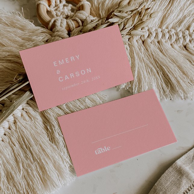 Retro Summer | Blush Pink Flat Wedding Place Card (Creator Uploaded)