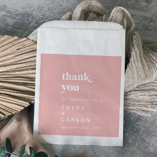 Retro Summer Blush Pink Thank You Wedding Favor Bag