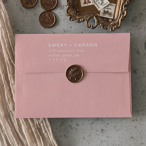 Retro Summer  Blush Pink Wedding Invitation Envelope