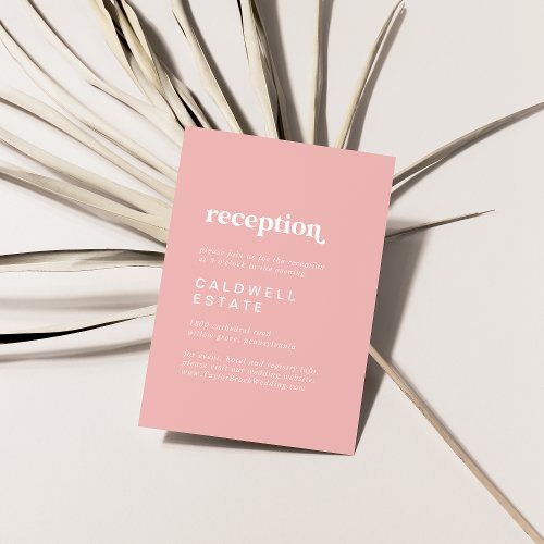 Retro Summer  Blush Pink Wedding Reception Enclosure Card
