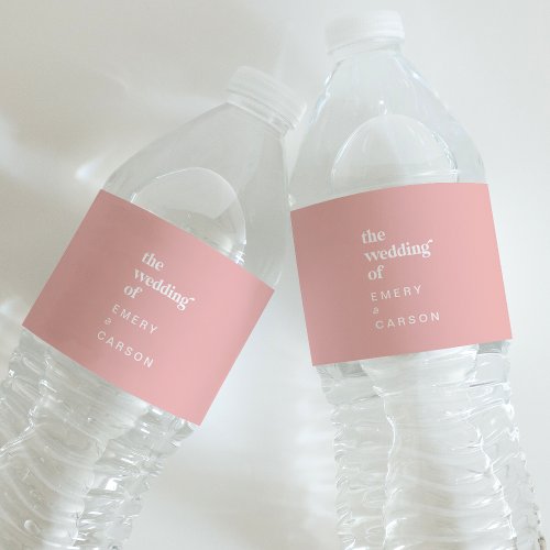 Retro Summer  Blush Pink Wedding Water Bottle Label