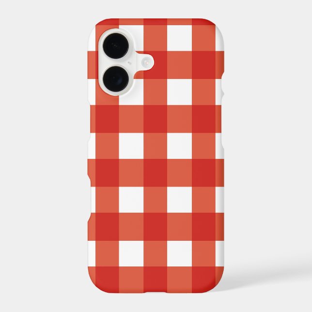 Retro Summer Classic Simple Red Checks Plaid Art Case-Mate iPhone Case (Back)