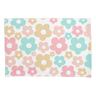 Retro Summer Daisies Pattern #4a #retro #flowers  Pillow Case