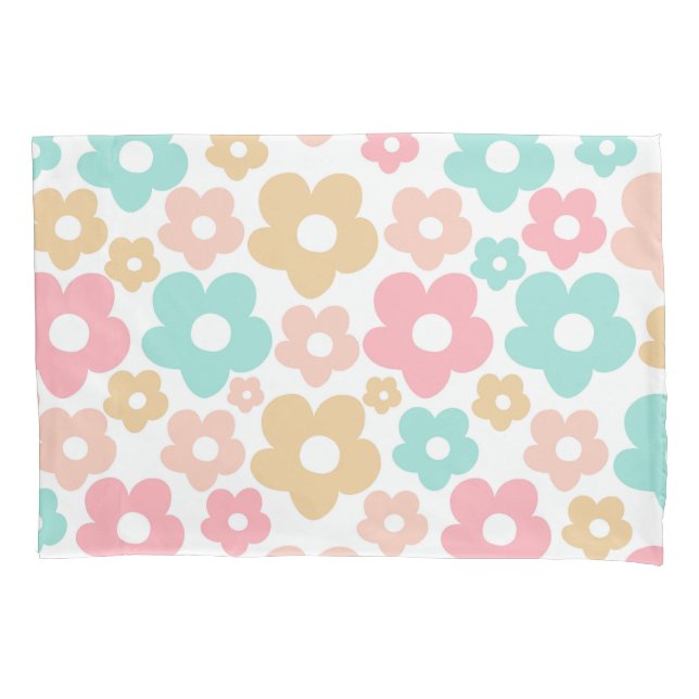 Retro Summer Daisies Pattern #4a #retro #flowers  Pillow Case (Front)